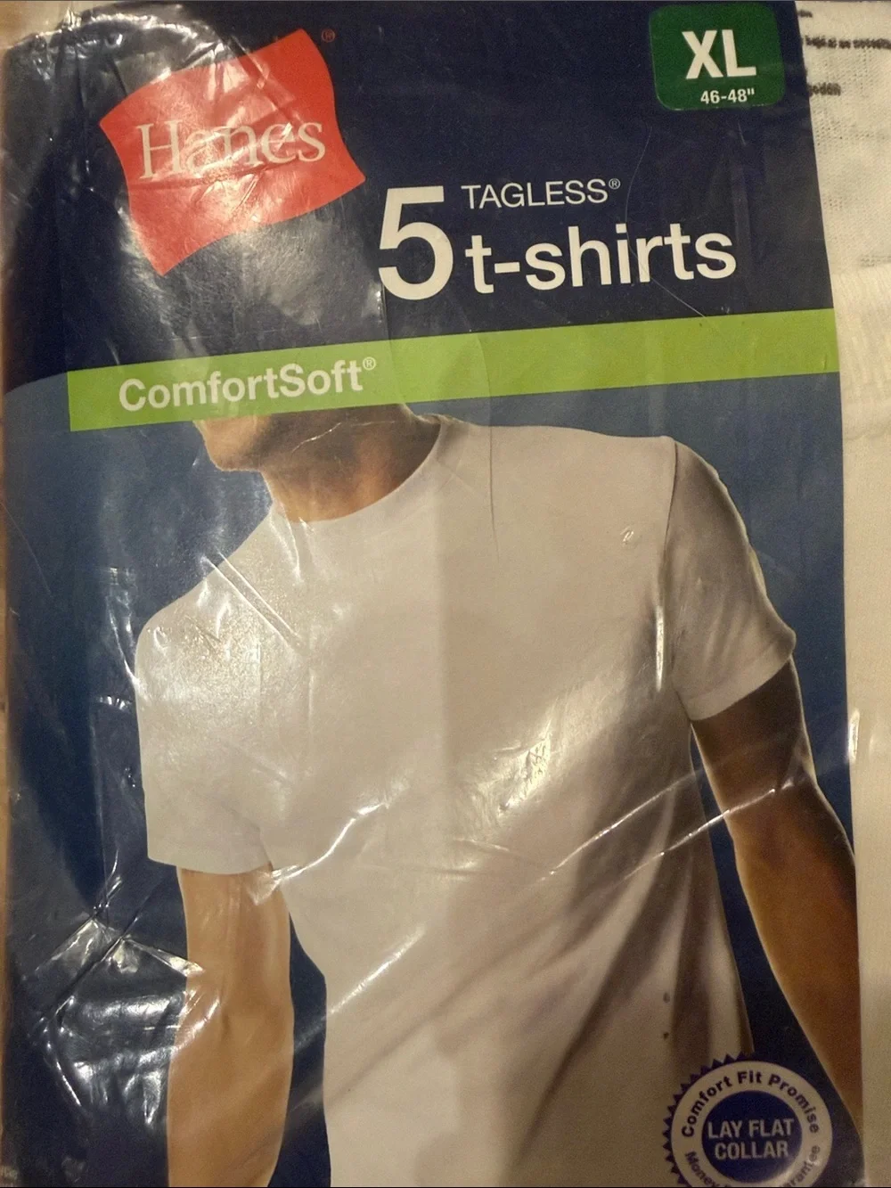 Hanes Mens 5 Pack Short Sleeve Crew Neck T-Shirts White ComfortSoft Tagless XL